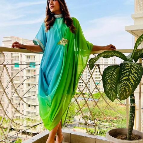 😍R.k kurtis😍 Design No-805 💃STUNNING COLLECTION SUMMER MUST HAVES🤗 Radiant shades and effortless elegance: Dive into the season's chicest trends 💃🌺 💚💛 One piece twin shade kaftan is back with twist, Embellished with handwork on neck- sleeves- waist😍 Fabric details-Premium Faux Georgette Inner included 👍 Dress length-55”-56” Sizes-36,38,40,42,44,46 *(Plus & small sizes on order with charges)* *Price-1695/-FREESHIP 😀* Thankyou for this supper response everyone❤️ *now in ready to ... New Kaftan Designs, Unique Kaftan Designs, Kaftan Fashion, Diwali 2024, Pink Fabrics, Kurtis Design, Summer Must Haves, Kaftan Designs, Draping Fashion