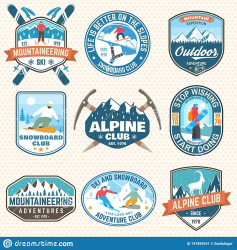 ski logo - Bing Camp Badges, Ski Logo, Vintage Typography Design, Chalkboard Vector, Print Stamp, Extreme Adventure, Mountain Silhouette, Ski Club, Club Badge