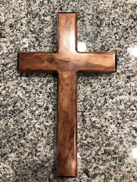 Wooden Crosses Diy, Wood Crosses Diy, Rustic Wood Cross, Red Mahogany Stain, Cross Wood, Altar Design, Church Office, Woodturning Tools, Wooden Christmas Crafts