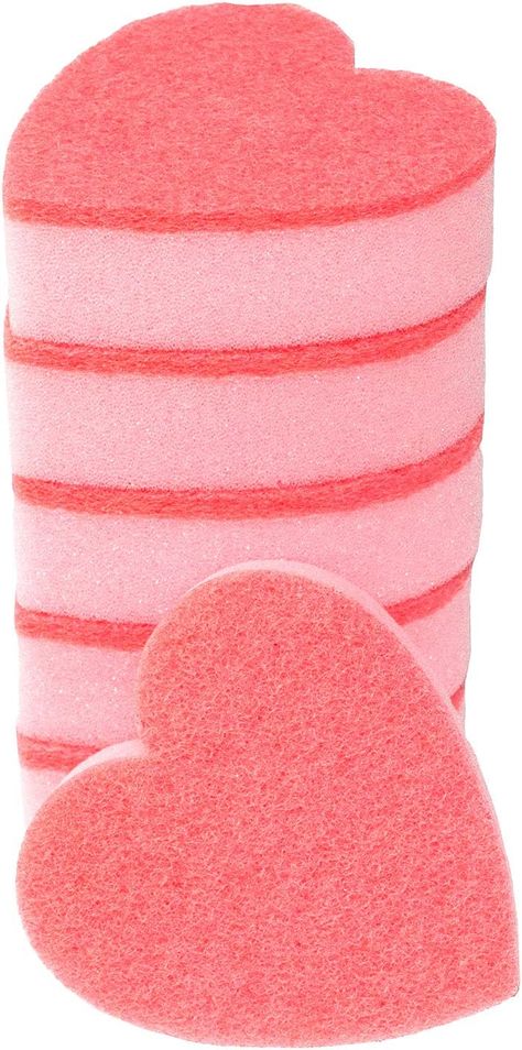 GMIcréatifs Heart Shaped, Dual-Sided Kitchen Sponge and Scrubber for Washing Dishes, Pots & Pans and General Household Cleaning, (6 Pack). Scrub Sponge, Broom And Dustpan, Kitchen Sponge, Pots Pans, Pink Kitchen, Cute Kitchen, Sponge Holder, Cleaning Dishes