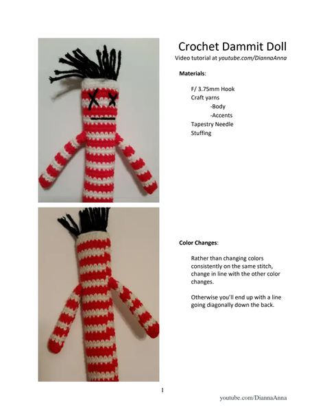 Dammit Doll Crochet Pattern Free, Crochet Dammit Doll Pattern Free, Dammit Doll Pattern Free, Dammit Doll Pattern, Damnit Doll, Weird Crochet, Crocheted Animals, Dammit Doll, Doll Videos