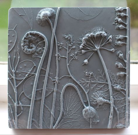 Fossils from Everyday Life: Plaster Cast Plant Tiles by Rachel Dein | Colossal Welsh Poppy, Plaster Crafts, Homemade Home Decor, Plaster Cast, Colossal Art, Keramik Design, Ceramic Techniques, Prussian Blue, Modern Crafts