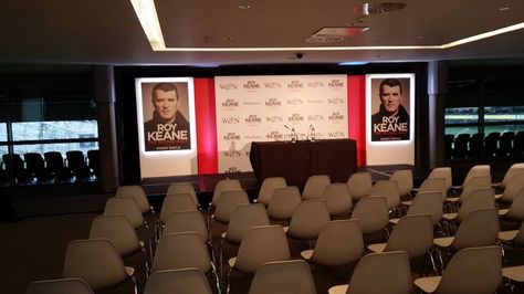 Roy Keane Book Launch Backdrop Book Launch Stage Design, Launch Stage Design, Aviva Stadium, Corporate Events Decoration, Roy Keane, Indian Living Rooms, Event Furniture, Event Stage, Award Ceremony