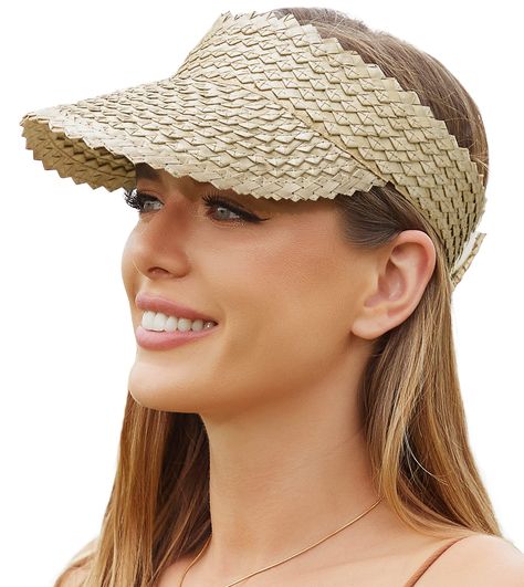 PRICES MAY VARY. The exquisite and simple shape of the straw visors for women hides the addition and subtraction of carefully calculated details. The empty top design of straw hats for women greatly improves the adaptability of daily wear. The brim of the visors for women is designed with just the right height, with a larger area of sun protection, womens visor will not block the line of sight, and the beautiful scenery can be seen at a glance. Beach hats for women are made of natural straw, and Sun Hat Outfit, Visors For Women, Straw Hats For Women, Beach Hats For Women, Womens Straw Hats, Straw Weaving, Straw Visor, Womens Visor, Floppy Hats