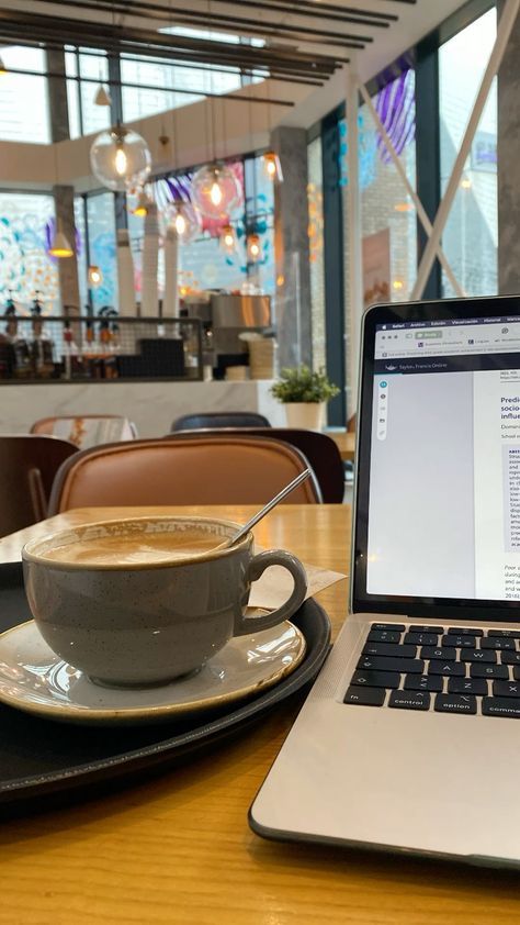 Study And Coffee Aesthetic, Writing In Coffee Shop, Coffee Shop Laptop Aesthetic, Studying In A Coffee Shop, Coffee And Work Aesthetic, Working From Coffee Shop, Studying Coffee Shop Aesthetic, Working In A Coffee Shop Aesthetic, Studying At Coffee Shop