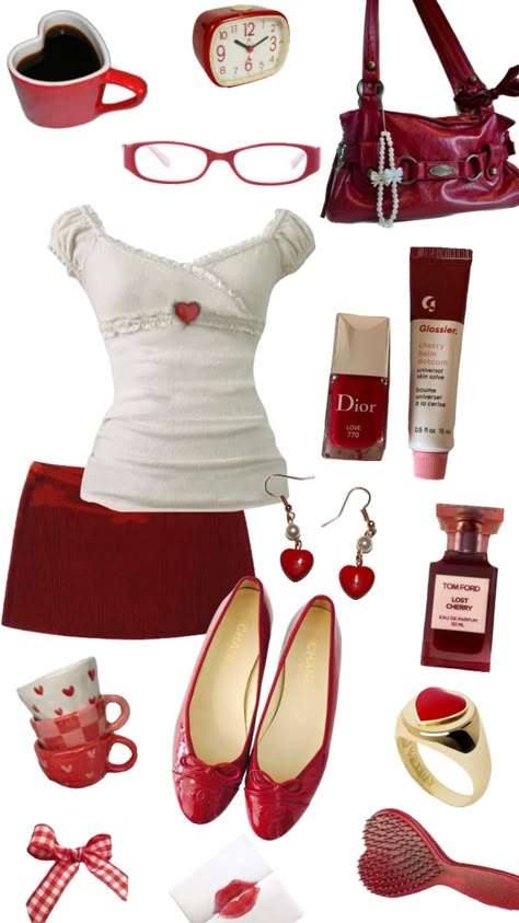 coquette outfit❤️💋 #outfitinspo #coquette #coquettegirl #itgirl #coquetteaesthetic #outfitinspiration #outfitideas #cute #ootd #fashion #fashionaesthetic #fashioninspo #girly #cherry Coquette Outfits, Downtown Outfits, Vintage Americana, 2000s Fashion Outfits, Red Outfit, Cute Everyday Outfits, Really Cute Outfits, Mode Inspiration, Girly Outfits