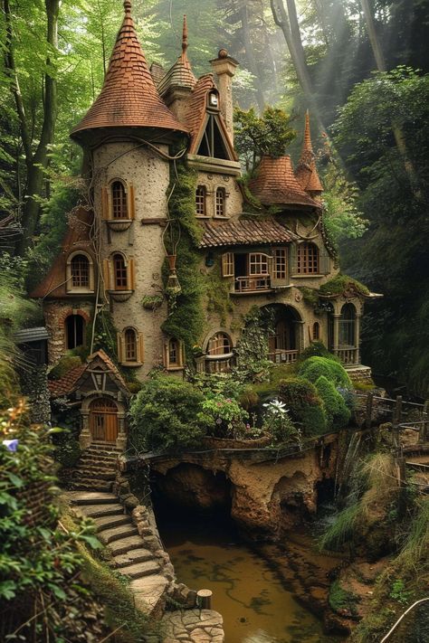 Fairytale Houses, Fairytale House, Storybook Homes, Fairy House Diy, Dream Mansion, Hobbit House, Fantasy House, Fantasy Castle, Witch Decor