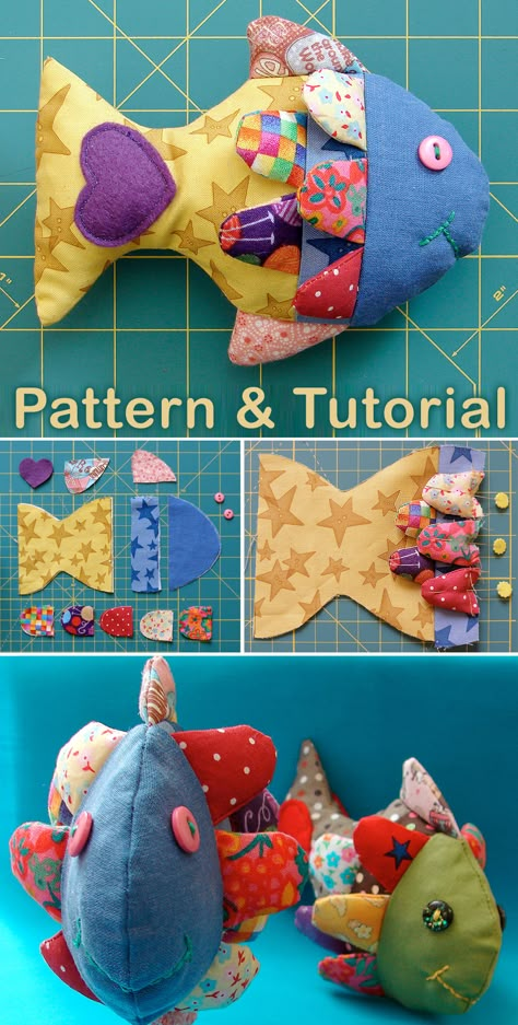 Fabric Toys Diy, Sewing Soft Toys, Fish Fabric, Fabric Toy, Toy Fish, Fish Template, Fabric Fish, Fish Pillow, Sewing For Babies