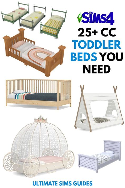 Toddlers are LACKING in cute bed options 😔 but these sims 4 cc toddler beds are some of the best out there and will definitely make a cute cc toddler nursery #sims4 #sims4cc #simscc Toddler Bunk Beds Sims 4, The Sims 4 Bed Cc Patreon, Infant Bed Sims 4 Cc, Sims 4 Cc Bunk Beds For Kids, Baby Furniture Sims 4 Cc, Toddler Beds Sims 4 Cc, Ts4 Toddler Cc Furniture, Sims4 Nursery Cc, Sims 4 Toddler Bedroom Cc