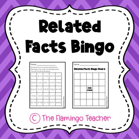 Fact Family Games, Fact Fluency Activities, Math Bingo, Teaching Freebies, Math 5, Go Math, Fact Fluency, Bingo Board, Fact Families