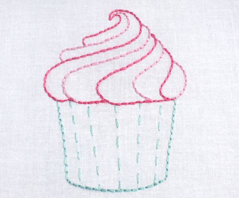 Cupcake Embroidery, Cupcake 1, Shadow Embroidery, Kitchen Embroidery, Cross Stitch Kitchen, Machine Pattern, Free Tea, Embroidery Flowers Pattern, Embroidery Patterns Free