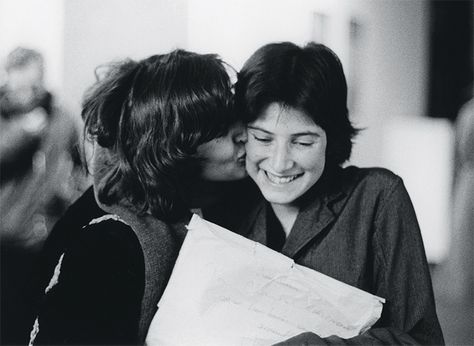 Chantal Akerman with assistant director Marilyn Watelet after the US debut of Jeanne Dielman, 23, quai du Commerce, 1080 Bruxelles (1975). Jeanne Dielman, Cinematic Inspiration, Chantal Akerman, Digital Vision Board, French New Wave, Assistant Director, French Movies, Photographs Ideas, Lady Grey