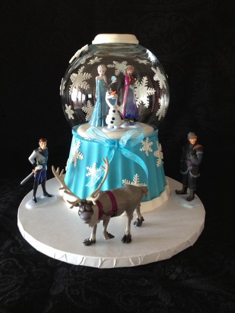 Snow Globe Cake, Frozen Snow Globe, Frozen Snowglobe, Globe Cake, Frozen Snow, Frozen Theme, How To Make Snow, Frozen Cake, Cake Mold