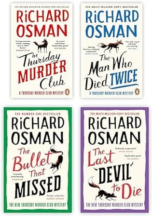 By Richard Osman (A Thursday Murder Club Mystery Series) 4 Books set: The Thursday Murder Club, The Man Who Died Twice, The Bullet That Missed & The Last Devil to Die The Man Who Died Twice Book, 2024 Books, Richard Osman, Unsolved Mystery, Unlikely Friends, Books Series, Mystery Series, Mystery Book, First Novel