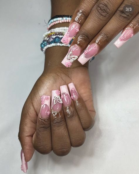 Kourtney Nails, Pink Nails Y2k, Y2k Nails Pink, Pink Y2k Nails, Y2k Pink Nails, Y2k Nails Acrylic, Pink Nails French, Baddie Vibes, Natural Nail Care