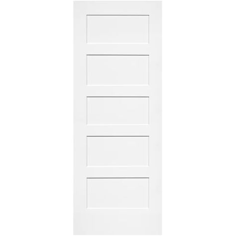 White Interior Door, 5 Panel Doors, Transitional Interior Doors, Flat Panel Doors, Bay Door, Bifold Closet Doors, Shaker Doors, Door Interior, Sliding Closet Doors