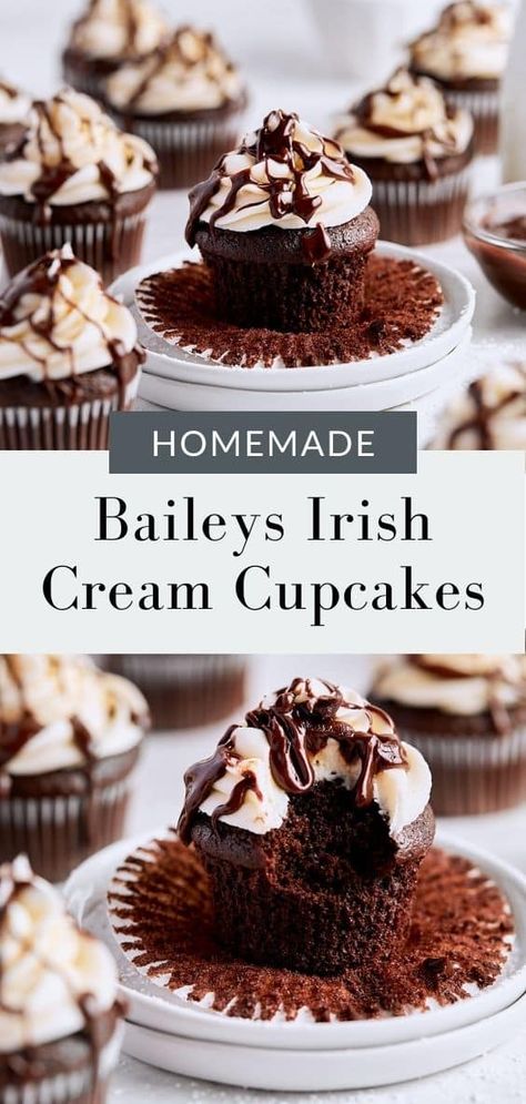 Baileys Frosting, Beginner Baking, Irish Cream Cupcakes, Homemade Baileys Irish Cream, Chocolate Bread Recipe, Family Dessert Recipes, Dark Chocolate Recipes, Cupcakes With Chocolate, Chocolate Muffin Recipe