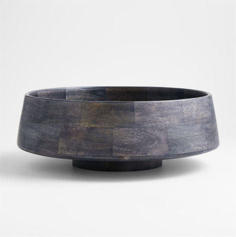 Katin Black Wood Centerpiece Bowl + Reviews | Crate & Barrel | Crate & Barrel Modern Table Centerpieces, Mango Wood Bowls, Wood Centerpiece, Wood Centerpieces, Hammered Iron, Marble Bowl, Black Bowl, Metal Floor, Bowl Fillers