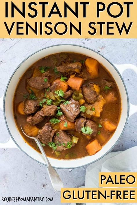 Venison Soup, Pressure Cooker Stew, Deer Butchering, Instant Pot Stew, Instant Pots, Instapot Meals, Venison Stew, Deer Recipes, Instant Food