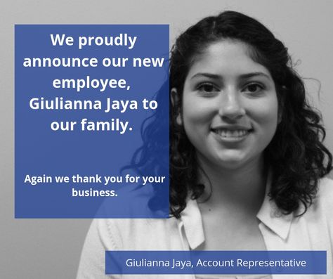 We proudly announce our new employee, Giulianna Jaya to our Family! New Employee Announcement, Announcement Design, Certificate Design Template, Certificate Design, New Employee, We Are Family, Design Template, Design Ideas, Design