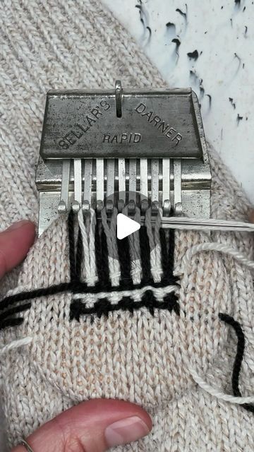 Skye | slow stitch club 🪡 on Instagram: "A little monochrome pattern play using the Rapid Darner 🪡  It's been ages since I sat down with any of my darning looms and this was a super quick and fun darn to do. Plus, for once I actually repaired the sock before the hole appeared, so it feels like a double win 😄  Are you good at mending before the damage gets too bad?! . . . #mondaymending #slowstitchclub #darning #rapiddarner #sockdarning #repairjoy #mendyourclothes #weaving #darningpatterns #wellwornclothing #speedweve #darningloom" Speedweve Darning Loom, Darning Patterns, Loom Machine, Visible Mending, Loom Pattern, Monochrome Pattern, Pattern Play, Loom Patterns, Sewing Techniques