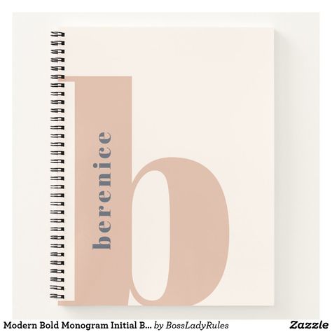 Bold Monogram, Initial B, Monogram Notebook, Typography Branding, Spiral Notebook Covers, Peach Cream, S Monogram, Peaches Cream, Bold Typography