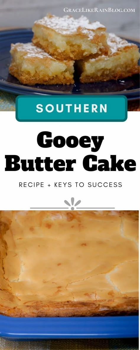 Manly Food, Paula Deen Butter Cake, Recipes Potluck, Gooey Butter Cake Recipe, Quick Sweets, Butter Cake Bars, Ooey Gooey Cake, Easy Brownies, Ooey Gooey Butter Cake