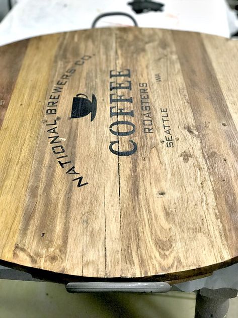 DIY Wooden coffee tray table top. Homeroad.net #coffee #table #tray #repurposed #diyproject #rustic #coffeeshop #diy #coffee Coffee Serving Tray, Reclaimed Wood Tray, Rustic Serving Trays, Galvanized Tray, Using Stencils, Mason Jar Lanterns, Crate Shelves, Furniture Flip, Farmhouse Decor Ideas