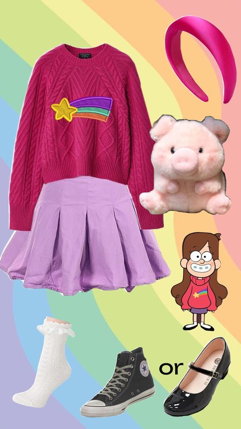 Mabel Pines Halloween costume remake Cutsie Halloween Costume, Mable Pines Halloween, Mabel Pines Outfit Ideas, Mable Dipper Costume, Fall Halloween Costume Ideas, Halloween Costumes Out Of Closet, Halloween Costume Cartoon Characters, Mable Gravity Falls Halloween Costume, Mable Pines Outfit