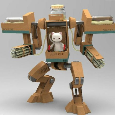 Cardboard Robot, Kraf Kertas, Arte Robot, Cardboard Art, Little Cat, Robots Concept, Robot Art, Robot Concept Art, Storage Diy