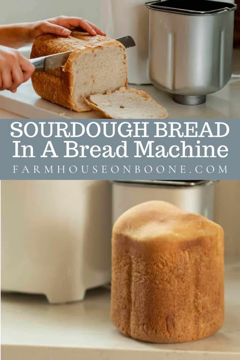 Soft, buttery sourdough bread made in a bread machine is the next best thing since, well, sliced bread. Super easy to make, you just dump the ingredients in and allow the bread machine to do all the work. #farmhouseonboone #sourdoughbread #sourdoughbreadinabreadmachine Sour Dough Bread Machine Recipe, Bread Machine Sourdough Bread, Bread Machine Sourdough, Bread Recipe For Bread Machine, Recipe For Bread Machine, Bread In A Bread Machine, Sourdough Bread Machine, Bread Machine Recipes Healthy, Zojirushi Bread Machine