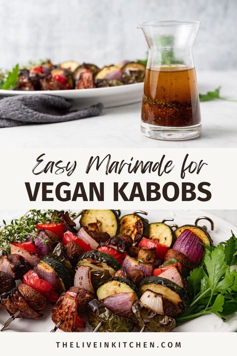 Vegetarian Kabobs On The Grill, Vegan Kabobs On The Grill, Vegan Marinades, Vegetarian Kabobs, Vegan Kabobs, Kabob Marinade Recipes, Veggie Marinade, Kabob Marinade, Veggie Kebabs