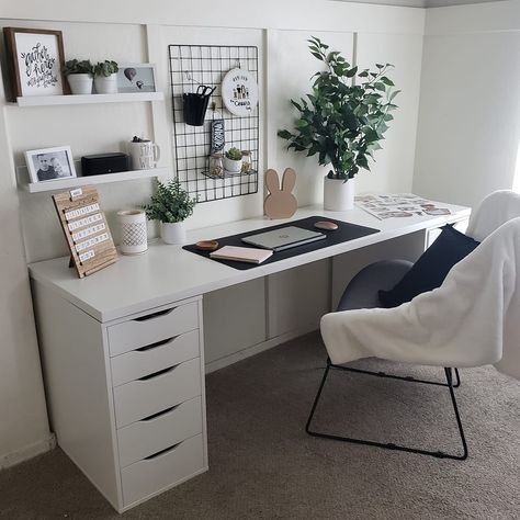 Office Ideas For Women, Home Office Ideas For Women, Home Office Layout, Hiasan Bilik Tidur, Home Office Inspiration, White Desk, Dekorasi Kamar Tidur, Home Office Ideas, Study Room Decor