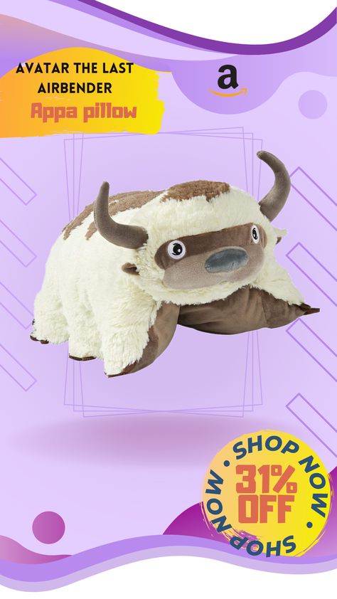 Do you love Appa, the adorable flying bison from Avatar: The Last Airbender? If so, you will want to cuddle with this Pillow that transforms from a plush toy to a fuzzy pillow. It is perfect for playtime, nap time, or any time you need a cozy companion. Appa is one of the most popular and beloved characters from the hit Anime series. You will love having this Appa Pillow Pet in your collection. Order now and get ready to fly away with Appa! #appa #avatar #atarthelastairbender #gifts #affiliate Demon Slayer Nendoroid, Flying Bison, Gaming Figures, Appa Avatar, Fuzzy Pillows, Pillow Pets, Movie Series, Animal Pillows, Avatar The Last Airbender