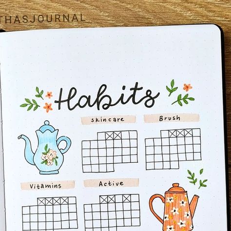 . ⊹ ｡*  ᴍᴀʀᴛʜᴀ ⊹ ｡･ . on Instagram: "Habit trackers are easier to keep up with when they are cute, that's a fact 😁 • • • 🏷 #bulletjournal #bujo #bulletjournaling #planner #bujoideas #bujoinspo #bulletjournaladdict #bujobeauty #bujoinspiration #bulletjournalss #stationery #bulletjournalcommunity #planwithme #drawwithme #showmeyourplanner #discoverbulletjournal #lettering #weeklyspread #habittracker #bujoweekly #monthlyspread #autumn #tea #teapot #porcelain #drawing #planwithme #art #design" Porcelain Drawing, Book Journaling, Journal Designs, Study Life, Fitness Tracking, Autumn Tea, Habit Trackers, Studying Life, Bullet Journal Design Ideas