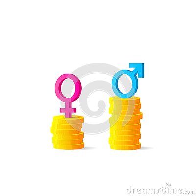 Gender gap or unequal pay concept. Clipart image isolated on white background Background Illustration, Clipart Images, White Background, Stock Vector, Gap, Vector Illustration, Clip Art, Halloween, Pink