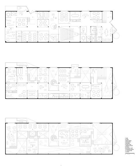 Aimed to fulfill the needs of entrepreneurs, digital nomads, artists, freelancers and free-spirited companies, these co-working offices are a taste of what's to come in terms of architectural office environment design. Common Space Office, Gallery Floor Plan, Gallery Plan, Open Space Design, Collaborative Learning Spaces, Office Building Plans, Business Incubator, Large Floor Plans, Office Floor Plan