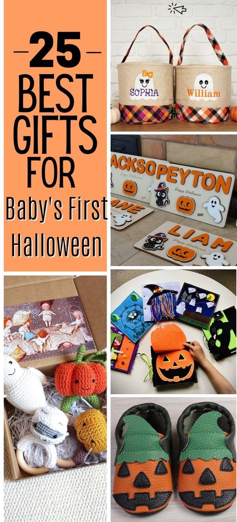 Looking for Halloween gift for baby? Check out these best ideas for baby's first Halloween -these Halloween gifts for babies and toddlers are perfect for your little monster! Halloween Ideas For Newborns, Boo Basket For One Year Old, Baby Halloween Basket, Halloween Gifts For Toddlers, Baby's First Halloween, Baby’s First Halloween Ideas, Toddler Halloween Gifts, Babies First Halloween, Halloween Baby Photos