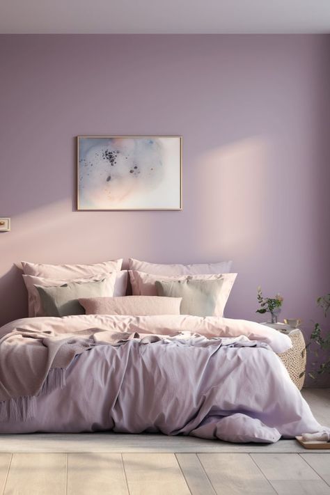 Elevate your bedroom oasis and Immerse yourself in our dusty purple Fields of Heather. Colour taken from the Popular Colours Collection and can be mixed into any of our paint finishes in your local Fleetwood stockist x Get the look ⤵️ 🎨: Fields Of Heather 125 Dusty Purple Bedroom, Bedroom For Couples, Purple Girls Bedroom, Lavender Bedroom, Blush Pink Bedroom, Bedrooms For Couples, Purple Bedroom, Bedroom Oasis, Purple Rooms