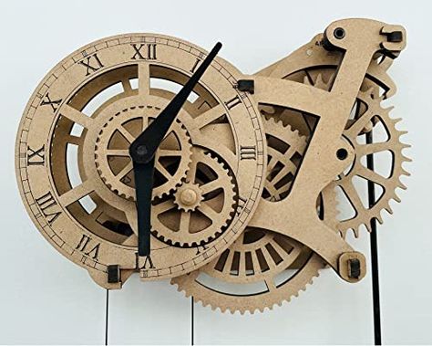 ABONG Crossingham Wooden Gear Wall Clock Kit Pendulum Wall Clock Kit Mechanical Wooden Clock Model Wooden Clock Puzzle DIY Wood Clock Vintage Clock Wood Working Gear Clock Gear Wall, Gear Train, Wall Clock Kits, Wooden Model Kits, Gear Wall Clock, Puzzle Diy, Wooden Gears, Gear Clock, Clock Wood