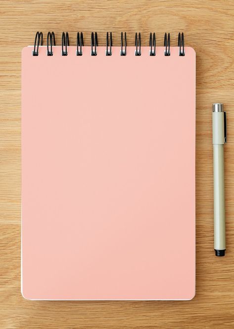 Blank plain pink notebook page with a pen mockup | free image by rawpixel.com / KUTTHALEEYO Notebook Images, Notebook Mockup, Plain Notebook, Pink Notebook, Paper Background Design, Powerpoint Background Design, Instagram Background, Instagram Frame Template, Photo Collage Template