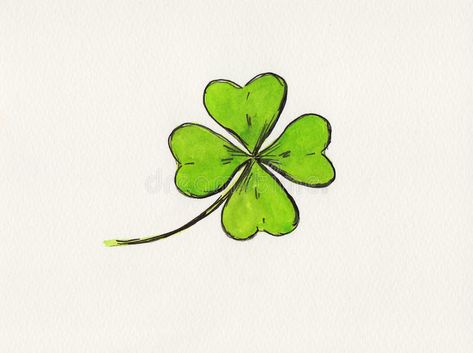 4 Leaf Clover Drawing, Four Leaf Clover Drawing, 4 Leaves Clover, Clover Drawing, Clover Painting, Four Leaf Clover Tattoo, Clover Logo, Shamrock Tattoos, La Tattoo