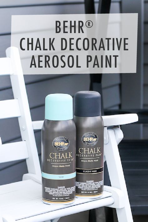 Take your front porch from drab and dreary to bright and colorful with this DIY home makeover project from Andrea, of Salty Canary. Her secret? BEHR® Chalk Decorative Aerosol Paint! It offers offers great coverage over new or previously coated surfaces, beautifully vibrant colors, and doesn’t require primer—making this tutorial great for beginners! Click to learn more about this easy outdoor refresh. Farmhouse Spray Paint Colors, Behr Chalk Paint Colors, Spray Chalk Paint, Blue Outdoor Decor, Spray Chalk, Chalk Spray Paint, Chalk Paint Tutorial, Spray Paint Furniture, Front Porch Makeover