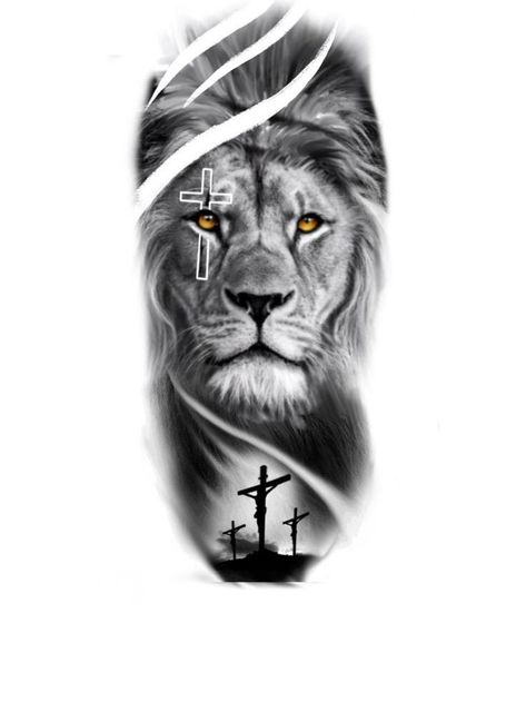 Lion With Cross In Eye Tattoo, Christian Tattoos Men, Cruz Tattoo, Bible Quote Tattoos, Forearm Cover Up Tattoos, Cute Tattoo Ideas, Egyptian Tattoo Sleeve, Lion Sketch, Mens Lion Tattoo