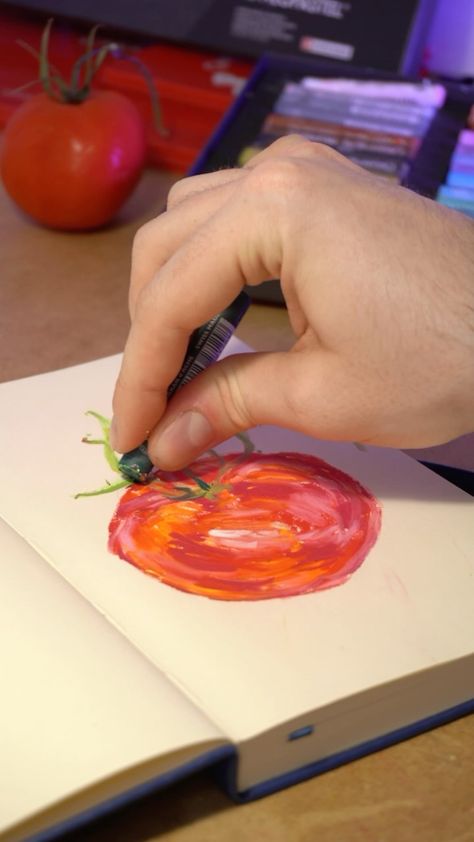 Draw a tomato 🍅 and a tangerine 🍊 with me in sketchbook with neopastel oil pastels. Finally I’m catching a sunny day and don’t need to… | Instagram Tomato Oil Pastel, Pastel Techniques, Oil Pastel Techniques, Oil Pastel Art, My Drawings, Oil Pastels, Art Sketch, Pastel Art, Sunny Day