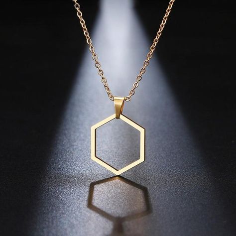 Hexagon Pendant, Honeycomb Necklace, Hexagon Necklace, Everyday Wear Jewelry, Geometric Pendant Necklace, Silver Anklets, Geometric Necklace, Geometric Pendant, Gold Jewellery Design