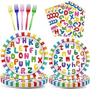 Alphabet Birthday Parties, Abc Birthday Parties, Alphabet Party, Alphabet Birthday, Abc Party, Birthday Paper Plates, Toddler Parties, Back To School Party, Learning Abc