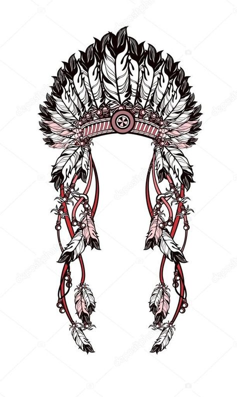 Indian Headdress Tattoo, American Indian Headdress, Indian Skull Tattoos, Headdress Tattoo, Indian Feather Tattoos, Native American Drawing, Chicanas Tattoo, American Indian Tattoos, Native American Tattoo