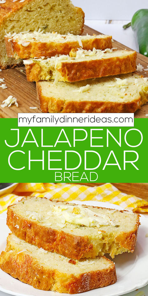 Jalapeno cheddar quick bread Jalapeno Cheese Bread Recipe, Savory Quick Breads, Cheddar Jalapeno Bread, Cheddar Quick Bread, Jalapeno Cheddar Bread, Jalapeño Bread, Jalapeno Cheese Bread, Cheddar Bread, Discard Recipe