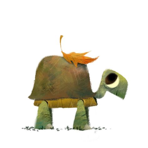 Turtle Character, Character Cartoon, Turtle Art, Cute Turtles, Illustration Character, Fall Leaf, Love Illustration, Design Visual, Visual Development